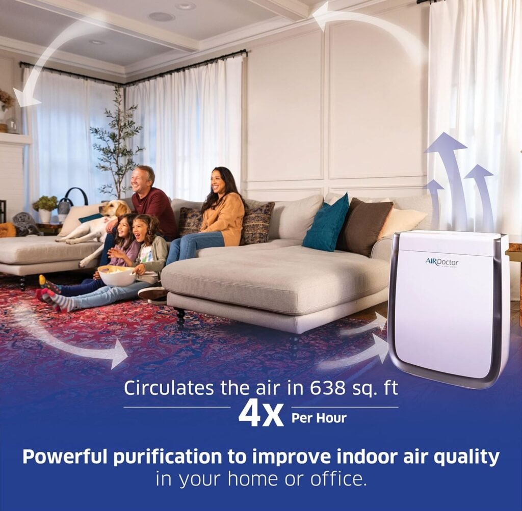 AirDoctor 3500i Smart Air Purifier in living room